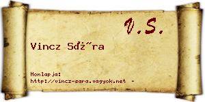 Vincz Sára névjegykártya